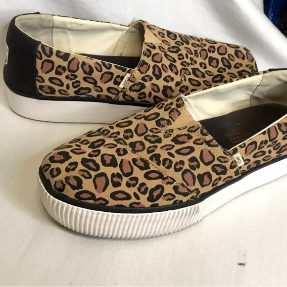 Toms Platform Slip On Sneakers Black/ Brown Cheetah Leopard Print women 8.5 - Picture 8 of 11
